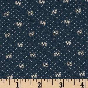  44 Wide Bonnie Blues Swirls Navy Fabric By The Yard 