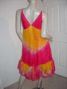 NWT Diane Von Furstenberg Ganza Pink Yellow Dress 6  