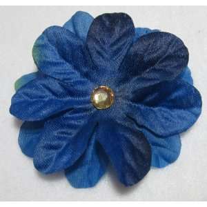  NEW Blue Glitter Flower with Golden Yellow Center Hair 