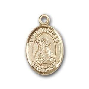   Badge Medal with St. Bridget of Sweden Charm and Pin Brooch with Cross