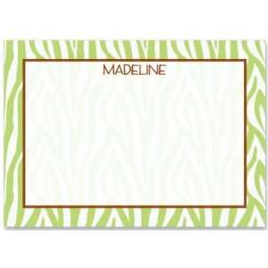  T131 Pretty Pattern Lime Green Zebra Flat Note Cards 