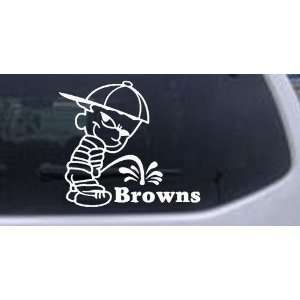 Pee On Browns Car Window Wall Laptop Decal Sticker    White 14in X 12 
