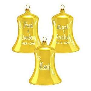  Personalized Gold Bell Glass Ornament