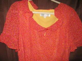 Donna Ricco New York Woman size 16 ruffle red floral prints lined 