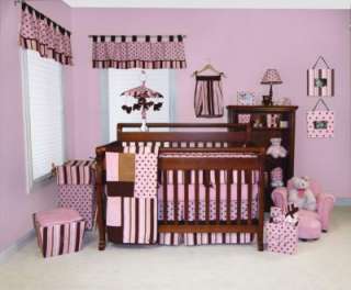 Trend Lab Maya Pink/Brown Dot Girls Crib Bedding  