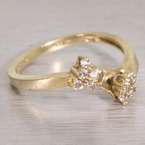   Diamond 14K Yellow Gold Engagement Ring Matching Cradle Wedding Band