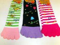   Toe Socks Pattern Bright Colors CUTE Socks 9 11 Ladies Teens  