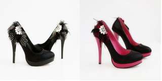 New Sexy Women Lovely Platform Pumps High Heels Crystal feather shoes 