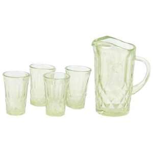  Dollhouse Miniature Four Green Glasses and Pitcher Toys 