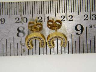 14K Horse Shoe Earrings Yellow Gold Earrings with Diamonds  