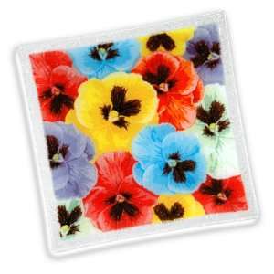 Peggy Karr Pansy Collage 10 inch Handmade Art Glass Plate  