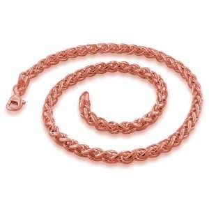  14K Rose Gold Plated Sterling Silver 16 Spiga Wheat Chain 