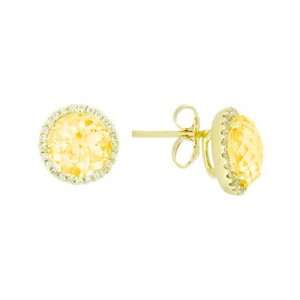   Yellow Gold Diamonds & 5.66ct Orange Citrine Stud Earrings Jewelry
