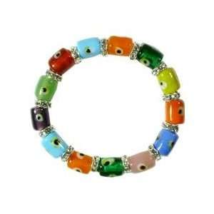  Zirconium Multi colored Cylindrical Bead Bracelet