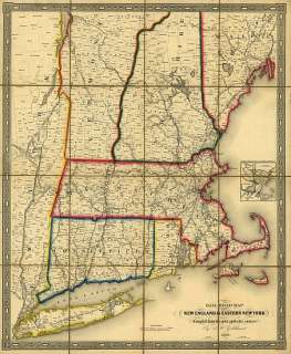 Historic Railroad New England New York 1849 map  