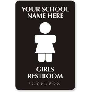   Girls Restroom (with Graphic) TactileTouch Sign, 9 x 6 Office