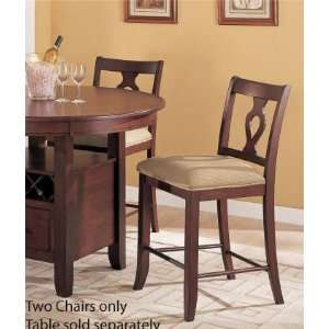  Set of 2 Counter Height Dining Chairs   Walnut Finish 