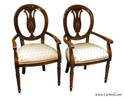Pair of Italian Round Back Dining Arm Chairs  