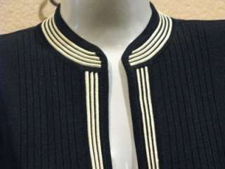 NWT Dark Navy W/ Yellow MING WANG Fine Gauge Knit Jacket Small  