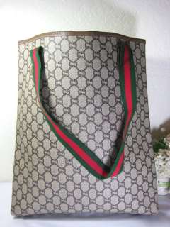 Vintage GUCCI Plus Coated Canvas GG Monogram Tote Shoulder Bag Italy 