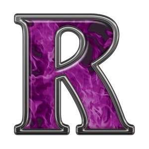  Reflective Letter R with Inferno Purple Flames   3 h 