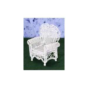  Dollhouse Miniature White Wire Rolled Arm Chair Toys 