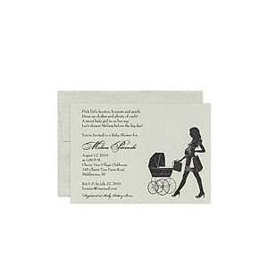 Modern Mom with Carriage Baby Shower Invitations
