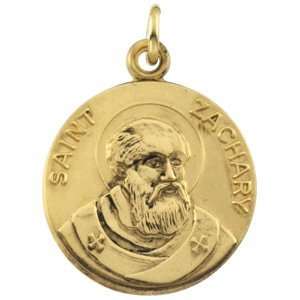  14K Yellow Gold St. Zachary Patron Saint Medal Jewelry