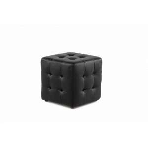  Zen Collection Bonded Leather Tufted Cube Accent Ottoman 