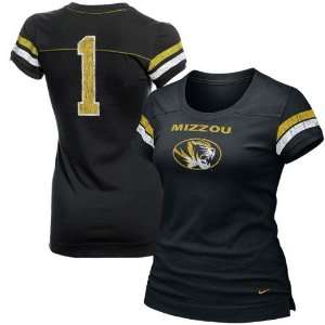  Nike Missouri Tigers Ladies #1 Black Replica Football T 