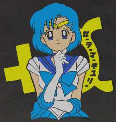 Black Sailor Moon Mercury Mizuno Ami THINK Shirt NEW  