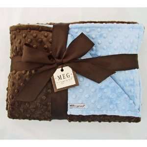  Blue & Brown Minky Crib Blanket Baby