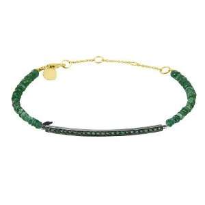 Meira T Solid 14K Yellow Gold Pave Set Emeralds and Emerald Beads 