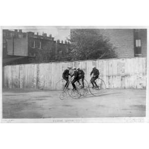  Close Quarters,Men on bicycles,c1884,large back wheel 