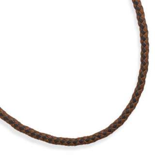 Fancy New 6MM Braided Black Or Brown and Tan Leather Necklace Free USA 