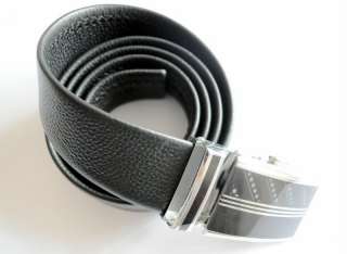 Mens Black Leather Belts with Auto Lock Buckle/ 43inB3  