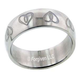   Ichthus Fish and Heart Ring   Stainless Steel Ring size 6 Jewelry