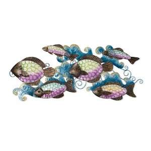 Handcrafted Tropical Fish Glass And Metal Wall Sculpture  