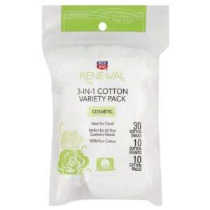  Rite Aid Renewal Cotton Variety Pack, 3 in 1, Cosmetic, 50 