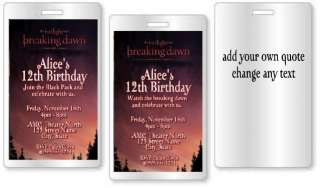 the twilight saga   Breaking Dawn   Birthday Party Invitations and 