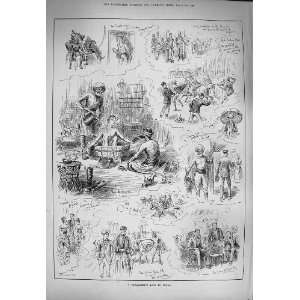  1884 Subaltern Life India Soldiers War Antique Print