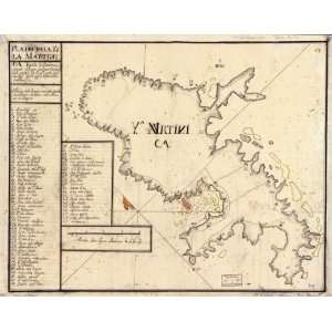  1700s map of Martinique, Indonesia