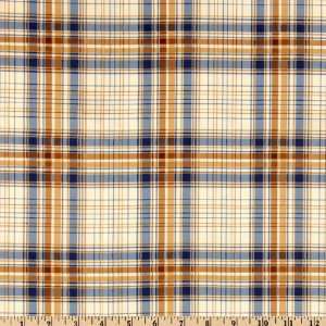  44 Wide Midnight Cowboy Plaid Brown/Blue Fabric By The 