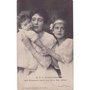   Postcard, Prince Karl Johan, Princess Margaretha and Princess Ingrid