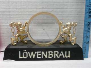 VINTAGE 1979 LOWENBRAU BEER LIGHTED CLOCK sign man cave old lion 