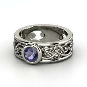  Alhambra Ring, Round Iolite Platinum Ring Jewelry