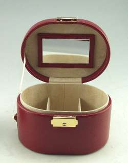   Friedrich Lederwaren Dark Red Leather Jewelry Box Case Travel  
