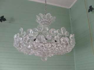 Gorgeous Vintage Art Deco Luminaire Lead Crystal Prism Chandelier 15 