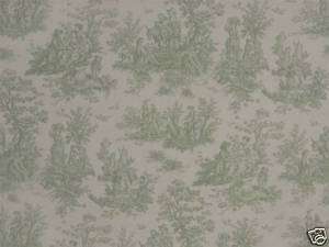 Drapery Upholstery Fabric Jamestown Antique Sage Toile  