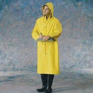 Medium Wt. 48“ Double PVC Raincoat, Color Yellow, w/ detachable 